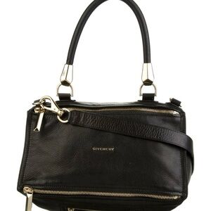 Givenchy Black Leather Satchel with Gold Accents